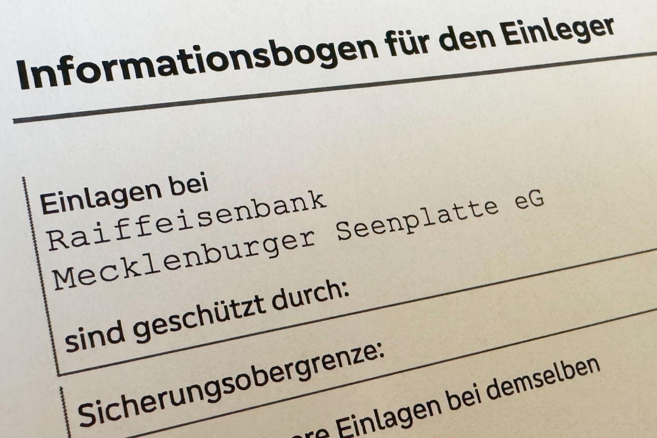 Infobogen Raiffeisenbank Mecklenburger Seenplatte