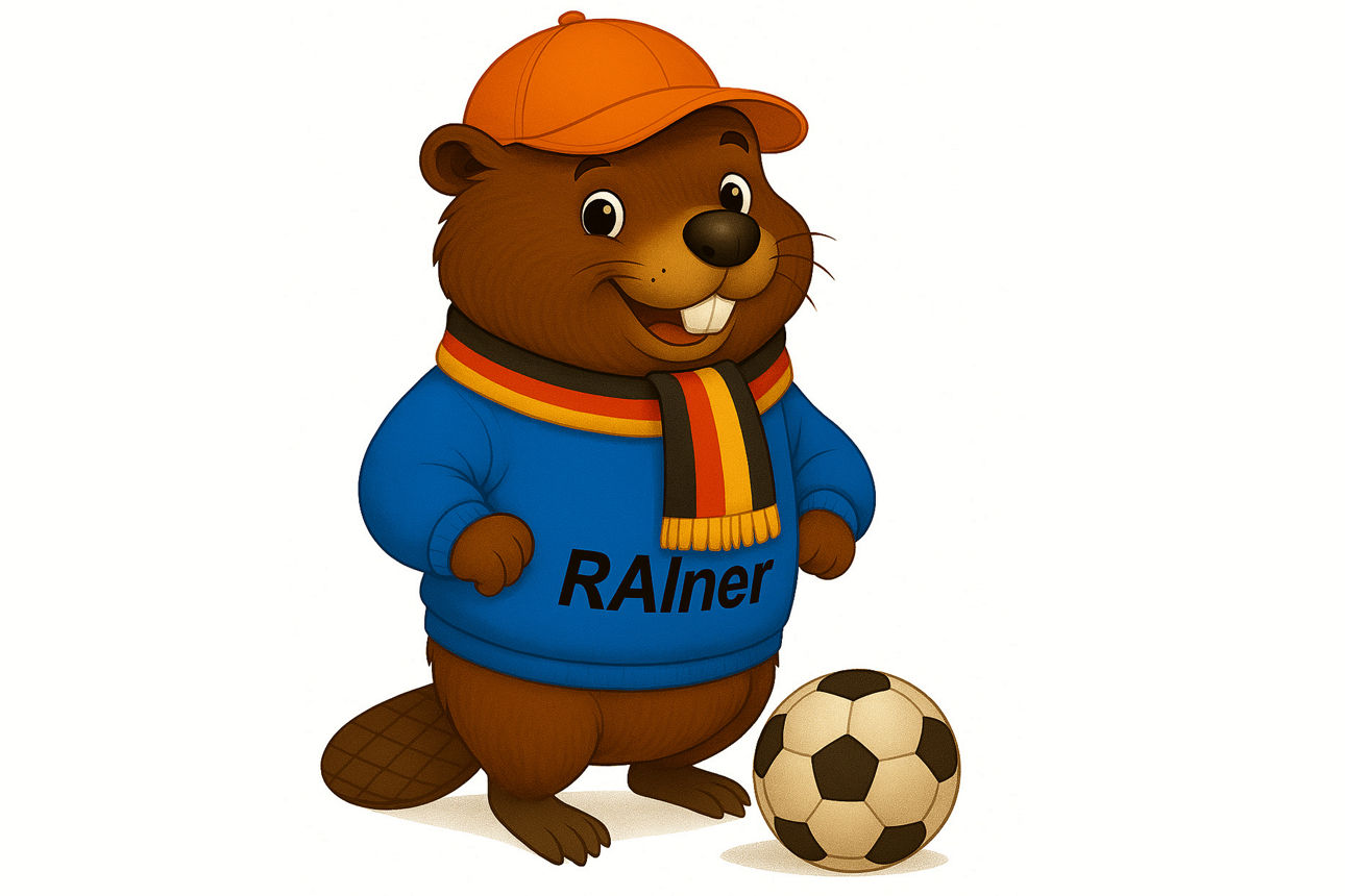 Bär mit Schal und Fußball