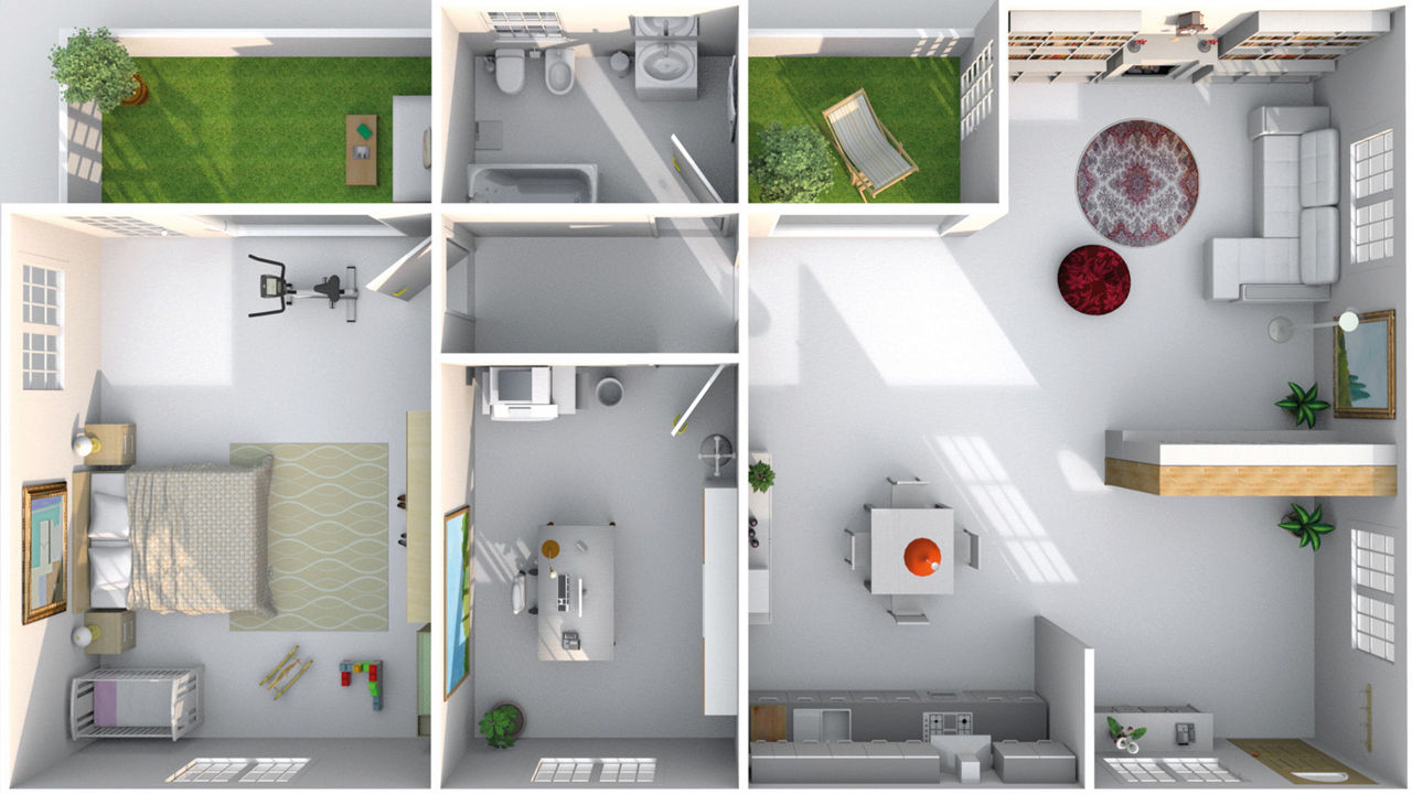 3D-Ansicht einer Wohnung