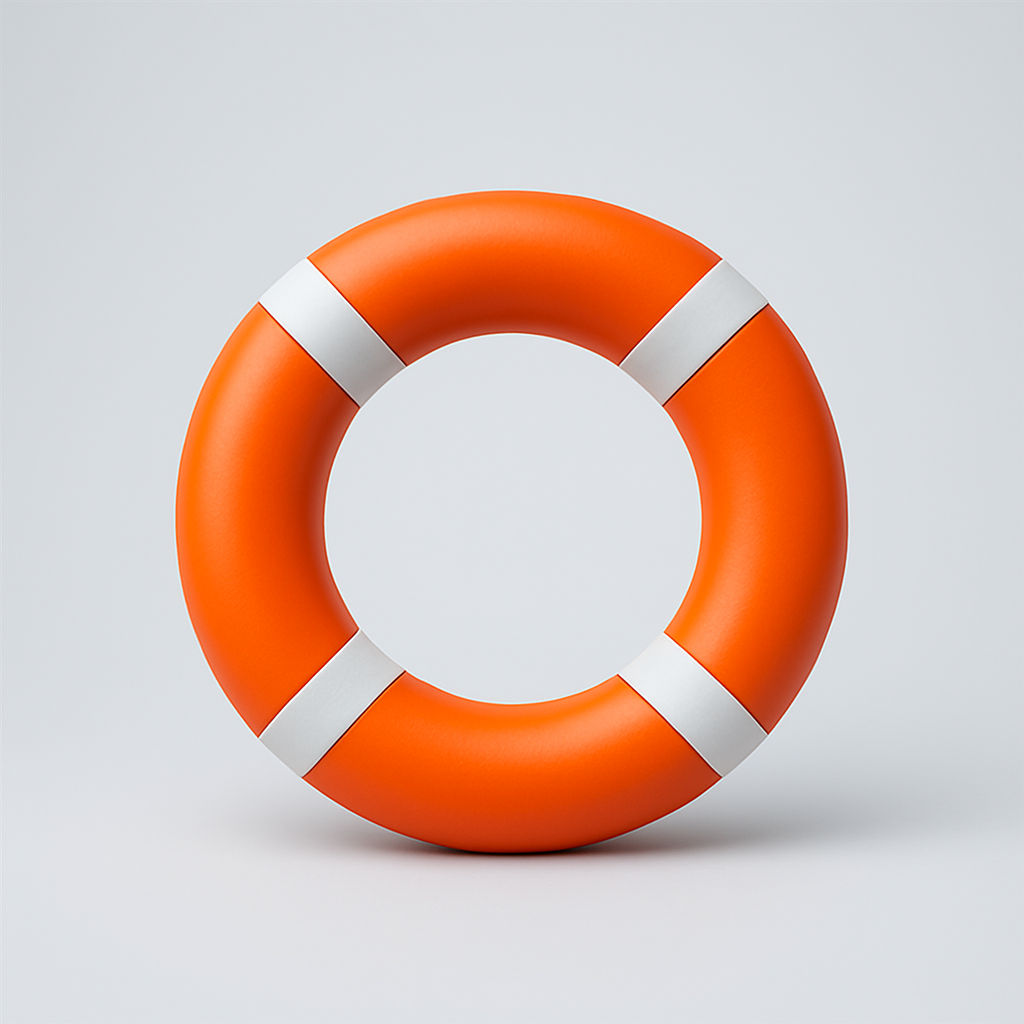 Ein orangefarbener Rettungsring ohne Hintergrund