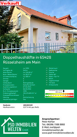 Bild von dem Haus aus Rüsselsheim das bereits vermittlet wurde