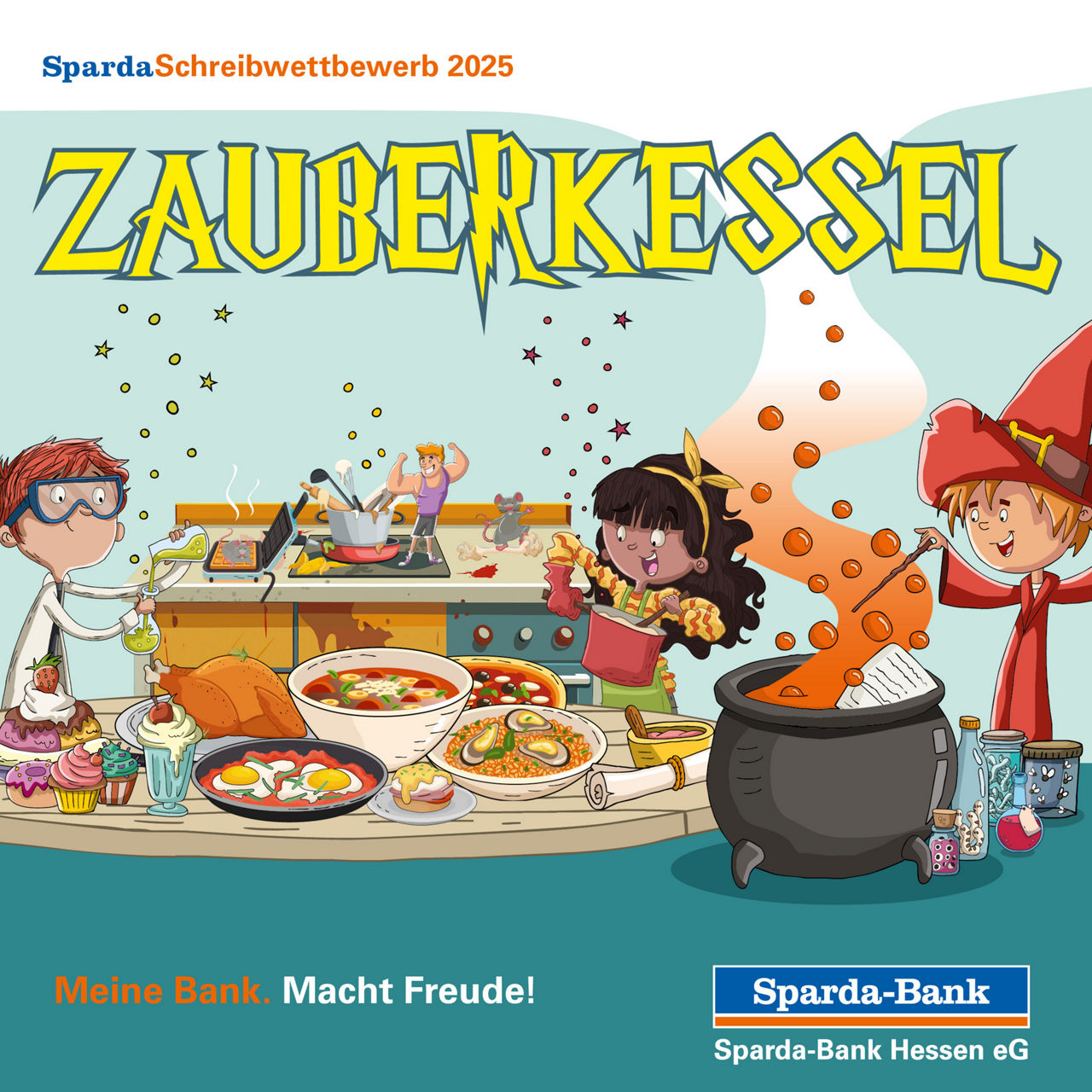 Bildmotiv des Schreibwettbewerbs mit der Überschrift: Zauberkessel