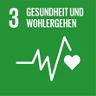 "Gesundheit und Wohlergehen"  auf einem grünen Quadrat