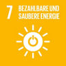 "Bezahlbare und saubere Energie" auf einem gelben Quadrat