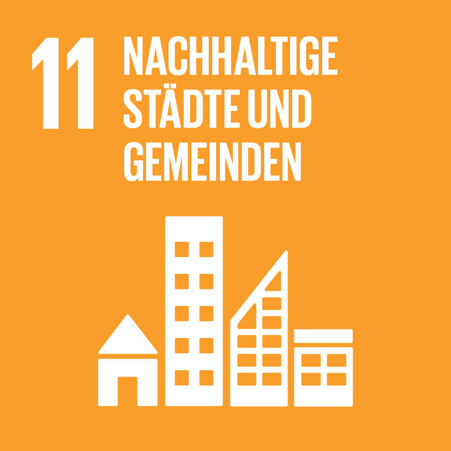 Logo SDG 11 - Nachhaltige Städte und Gemeinden