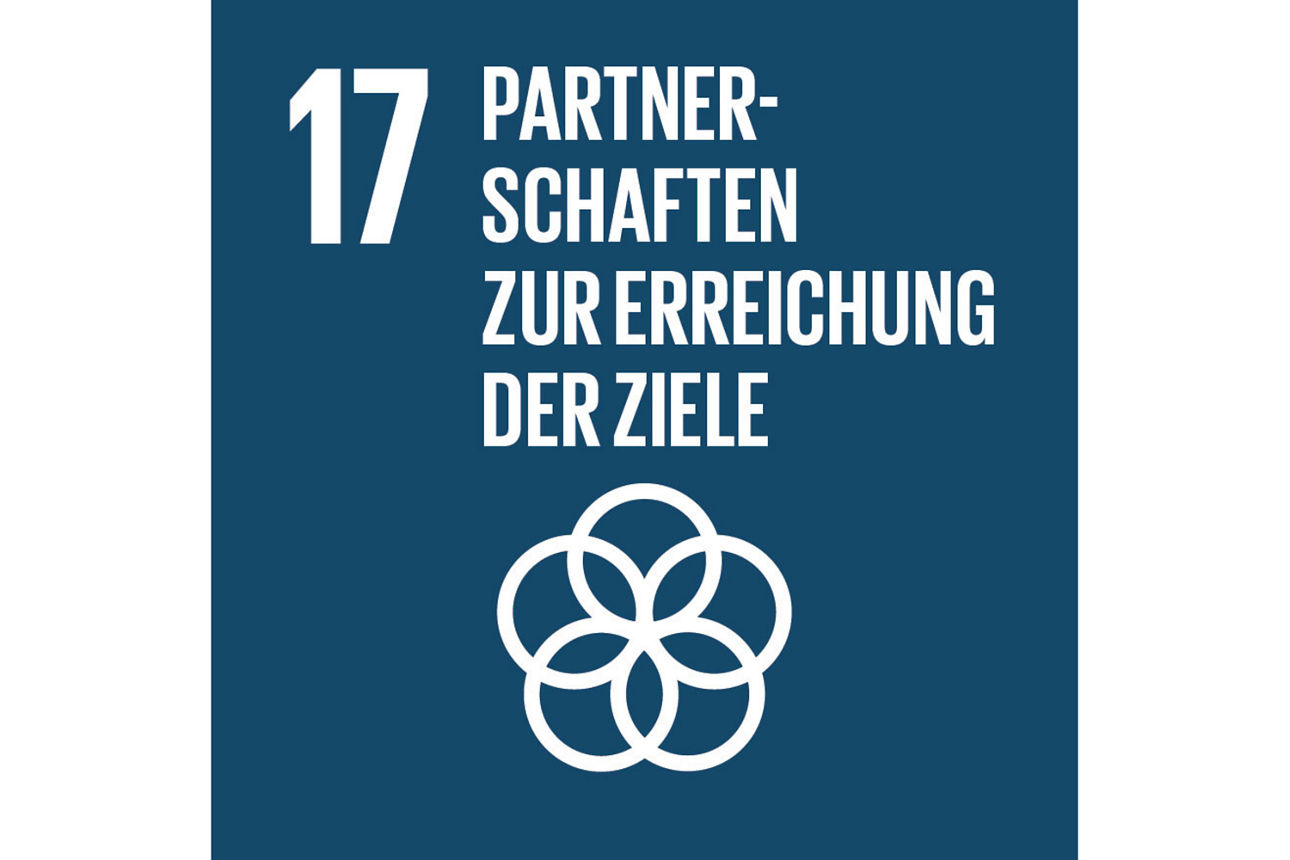 Symbol für Nachhaltigkeitsziel 17: Partnerschaften zur Erreichung der Ziele.
