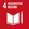 Grafik viertes SDG - Wir setzen uns dafür ein, Bildungschancen für alle zu fördern und zu verbessern.
