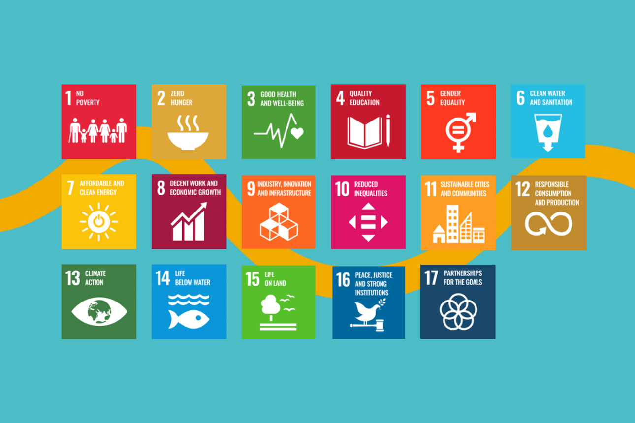 Die Grafik bildet alle 17 SDGs ab.