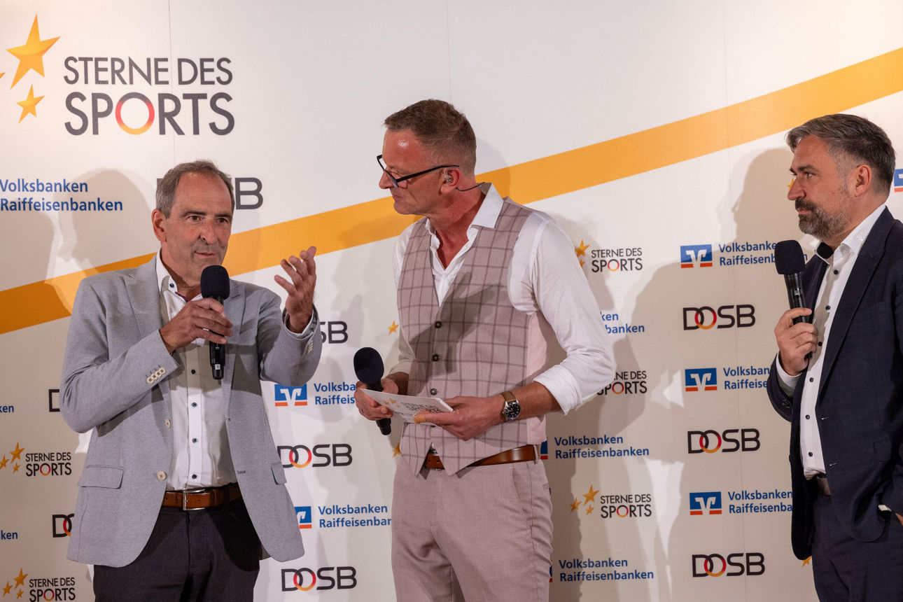 Prof. Dr. Stefan Hügel (Landessportbund Thüringen), Jens May und Falko Gaudig (Volksbank eG Gera•Jena•Rudolstadt)