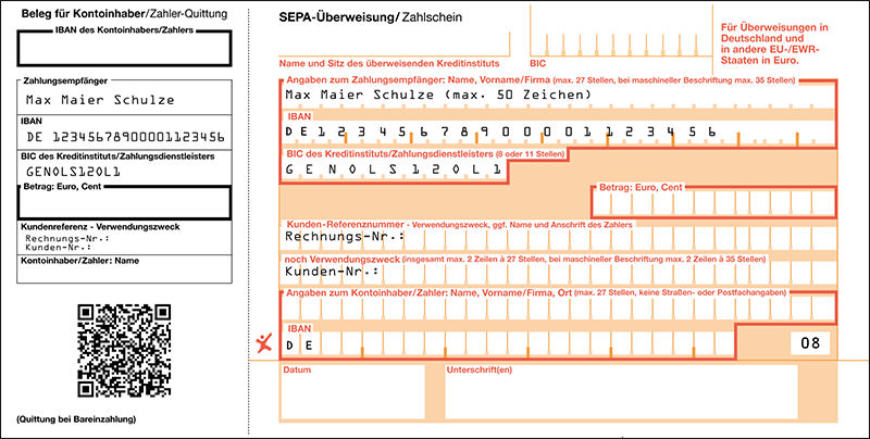 SEPA-Zahlschein_DIN Lang_mit Eindruck und Bezahlcode