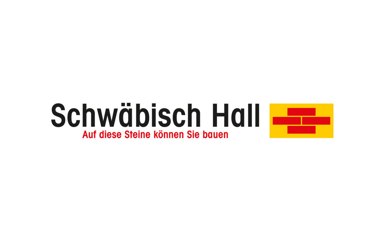 Logo Bausparkasse Schwäbisch Hall Text und rote Steine