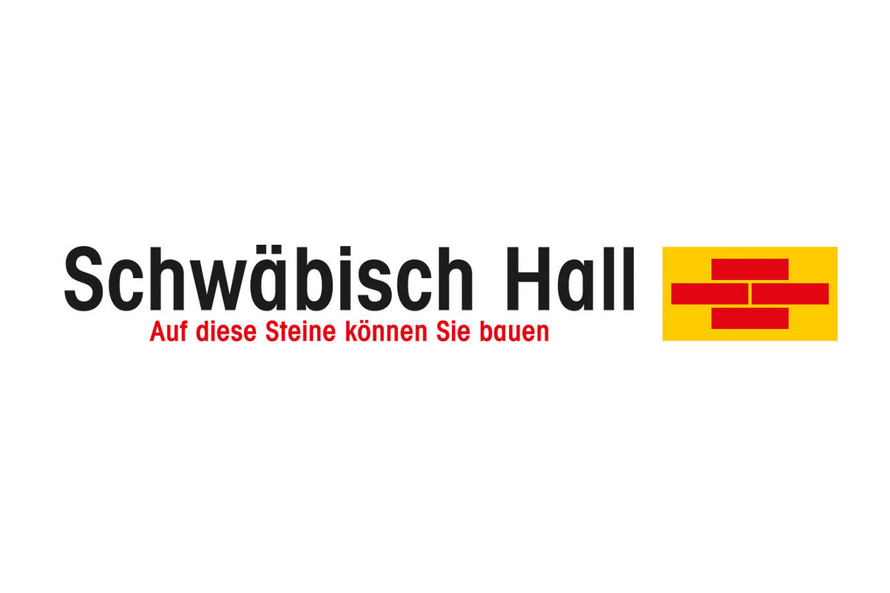 Logo Bausparkasse Schwäbisch Hall Text und rote Steine