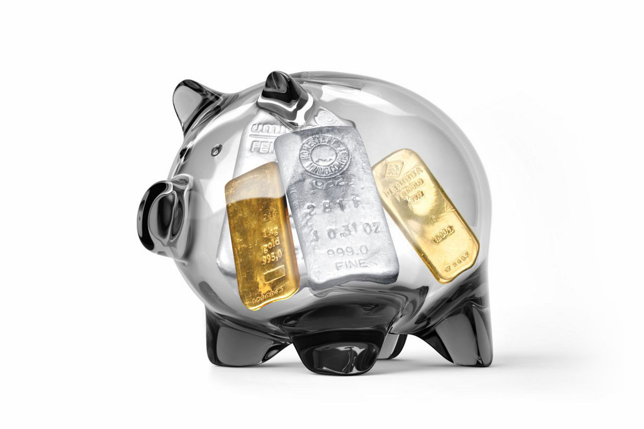 Schwein mit Goldbarren