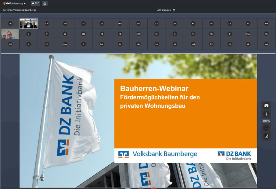 Online-Webinar zur Förderung des privaten Wohnungsbaus.