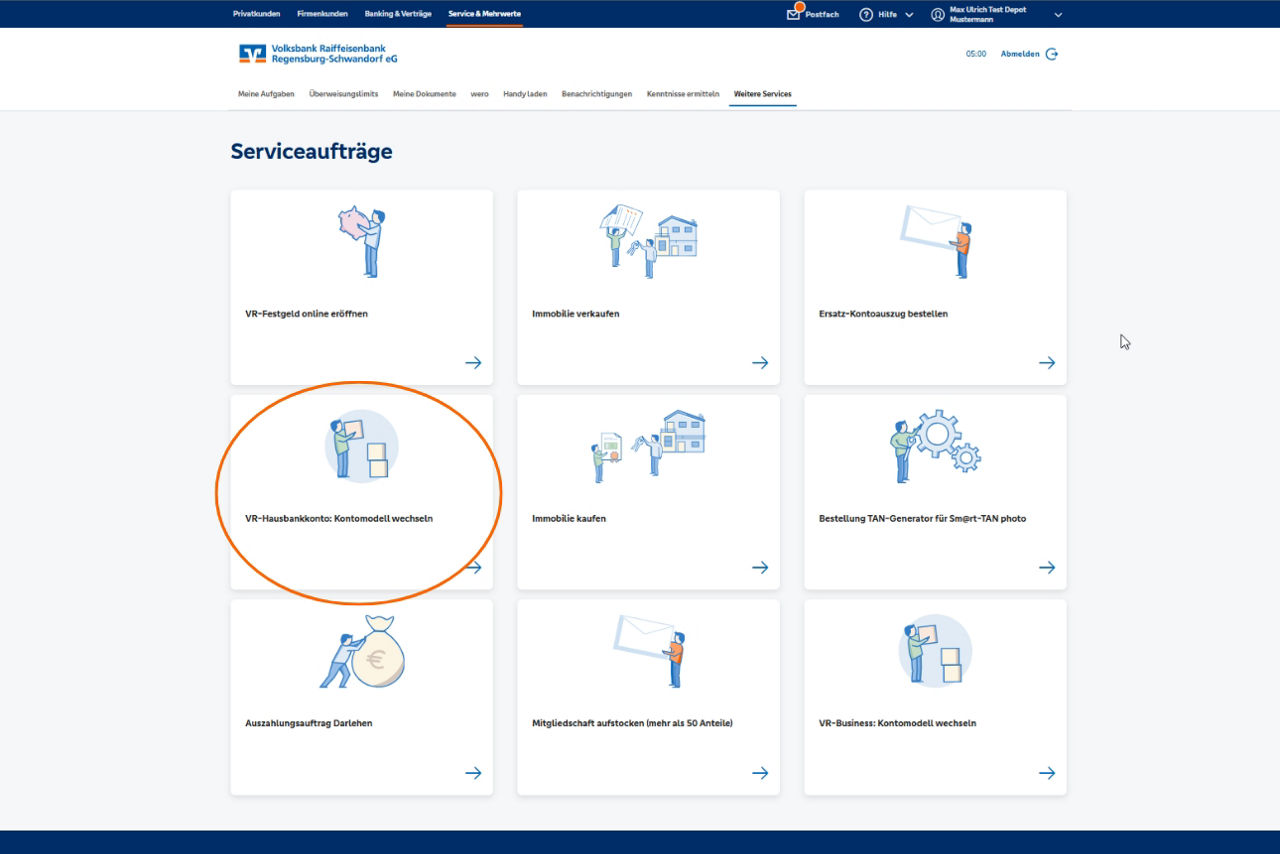 Screenshot des geschlossenen Bereichs des OnlineBankings