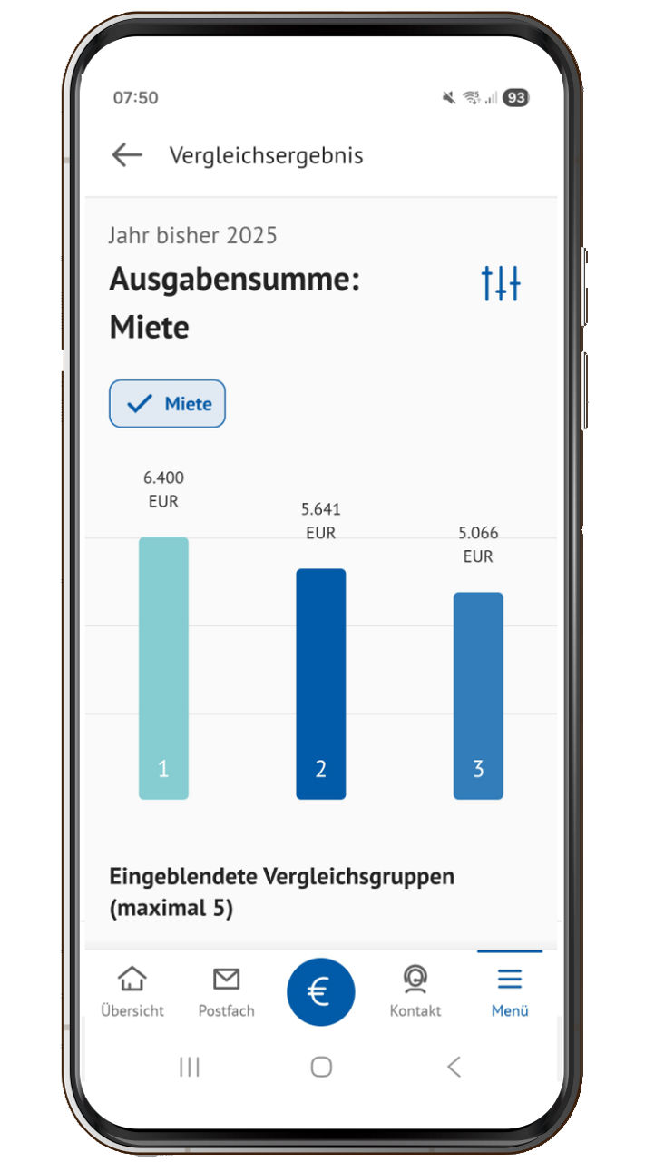 Smartphone mit Screenshot aus dem Finanzvergleich