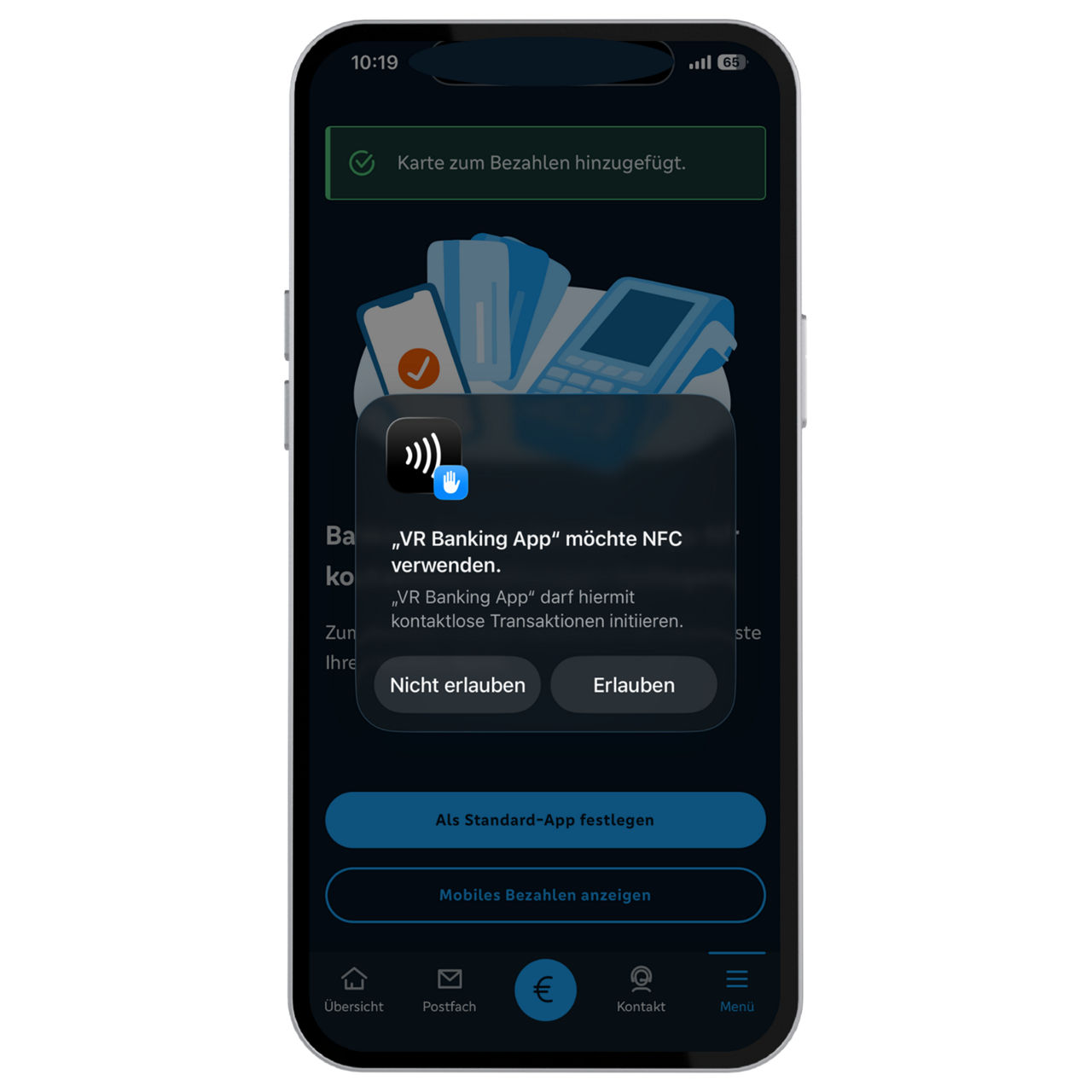 Screenshot beim Bestellprozess der virtuellen girocrad in der VR Banking App.