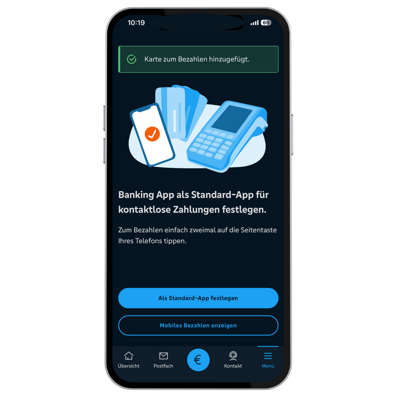 Screenshot beim Bestellprozess der virtuellen girocrad in der VR Banking App.