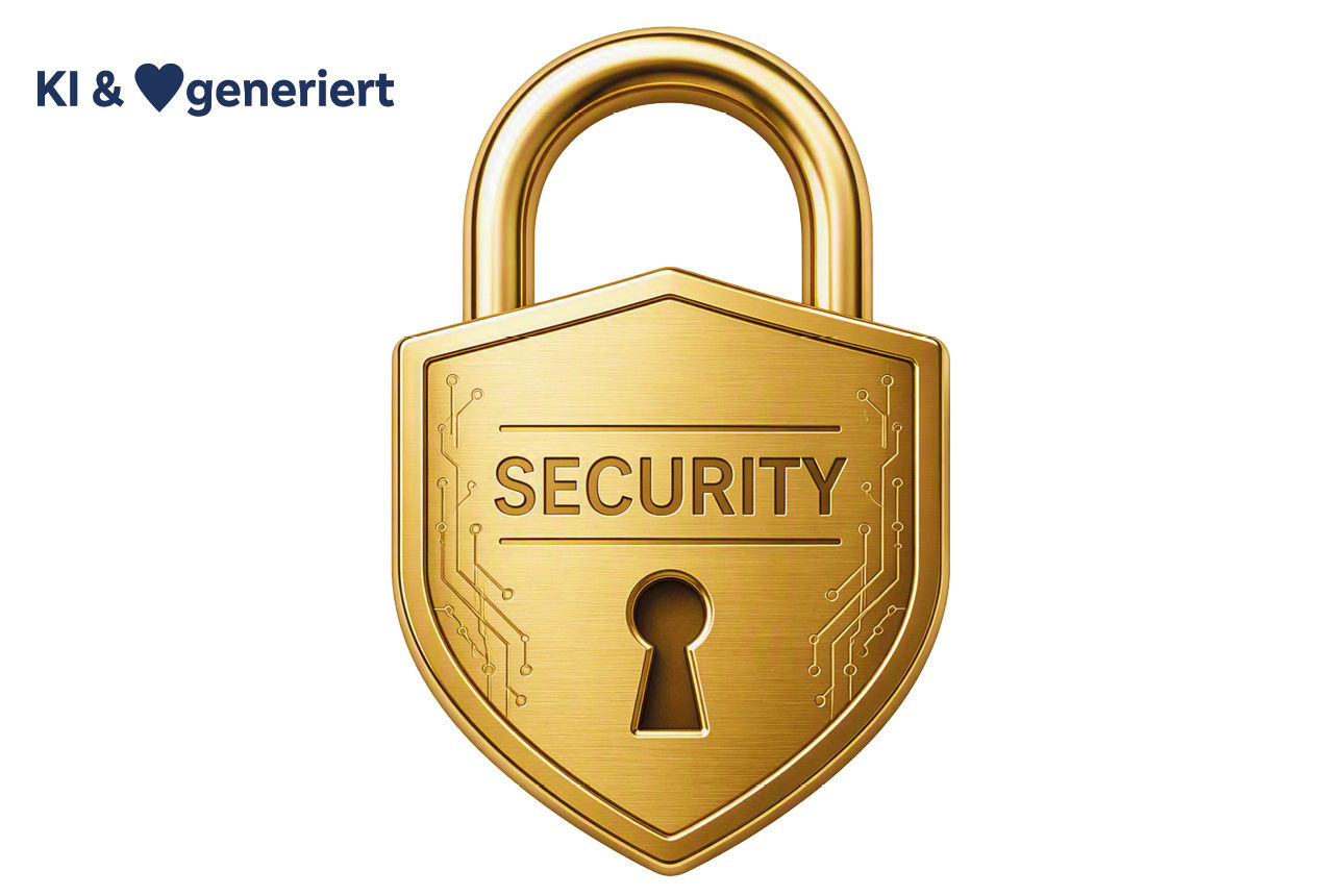 Sie sehen ein goldenes Schloss, mit der aufschrift Security