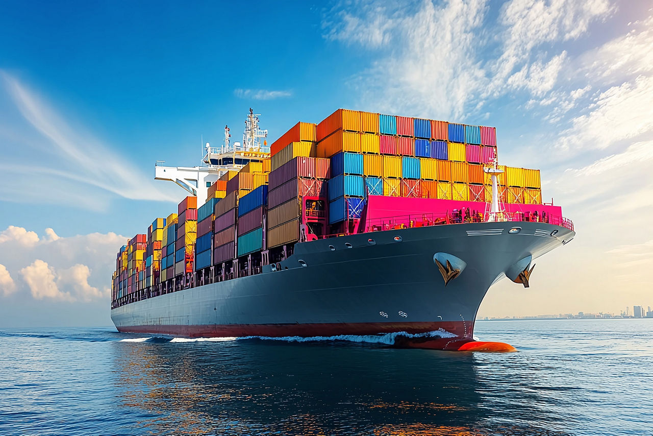 Bild eines Container-Seefahrtschiffes