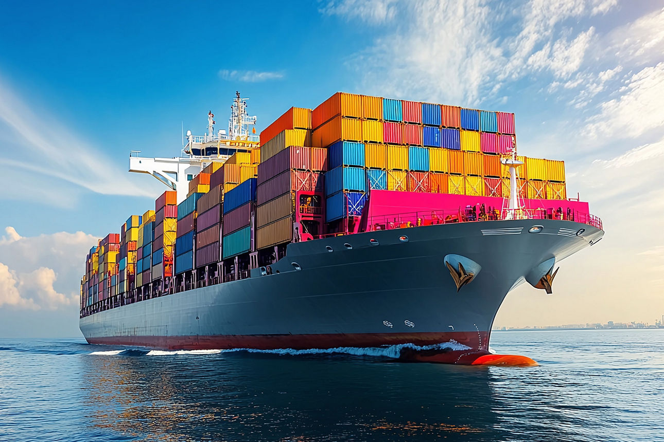 Bild eines Container-Seefahrtschiffes