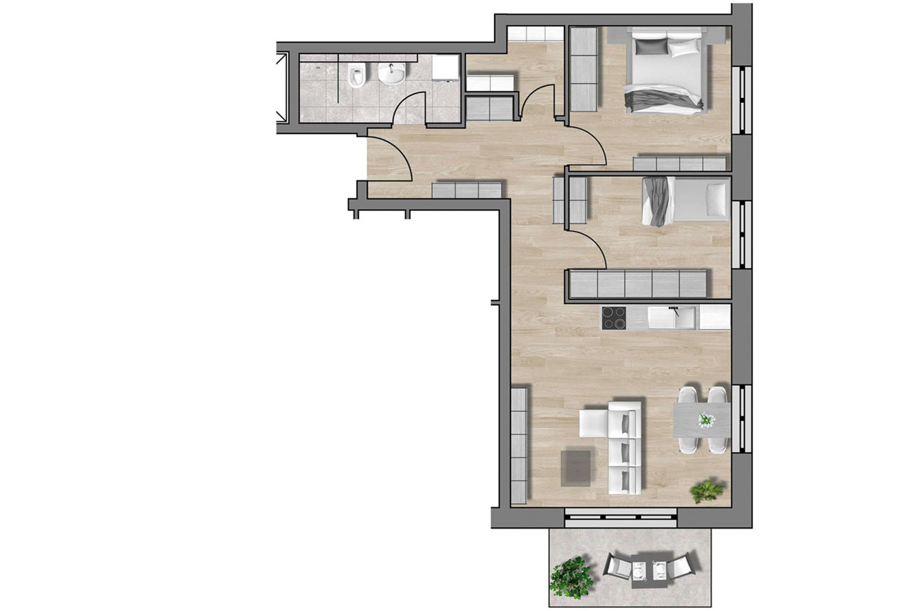 Bauplan einer Wohnung