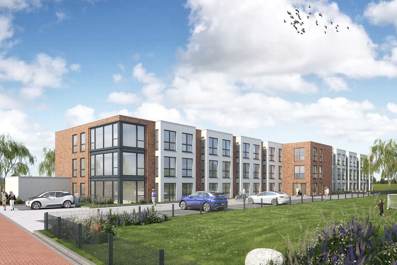 Eine sorgfältig geplante urbane Oase, die sich durch zeitgenössische Architektur und durchdachtes Design auszeichnet.