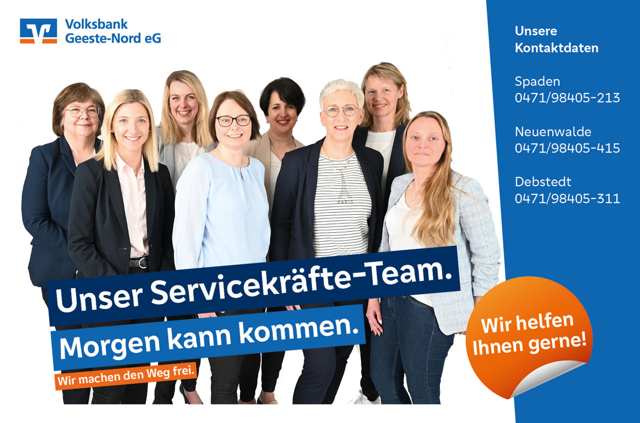 Gruppe von Personen - Serviceteam der Volksbank 