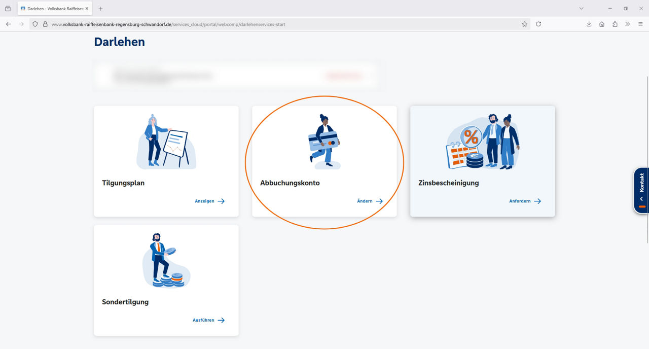 Screenshot aus der Darlehensübersicht im OnlineBanking