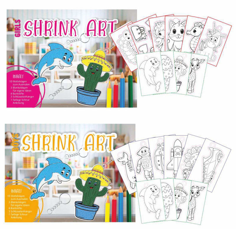 Abbildung zweier Shrink Art Bastelsets 