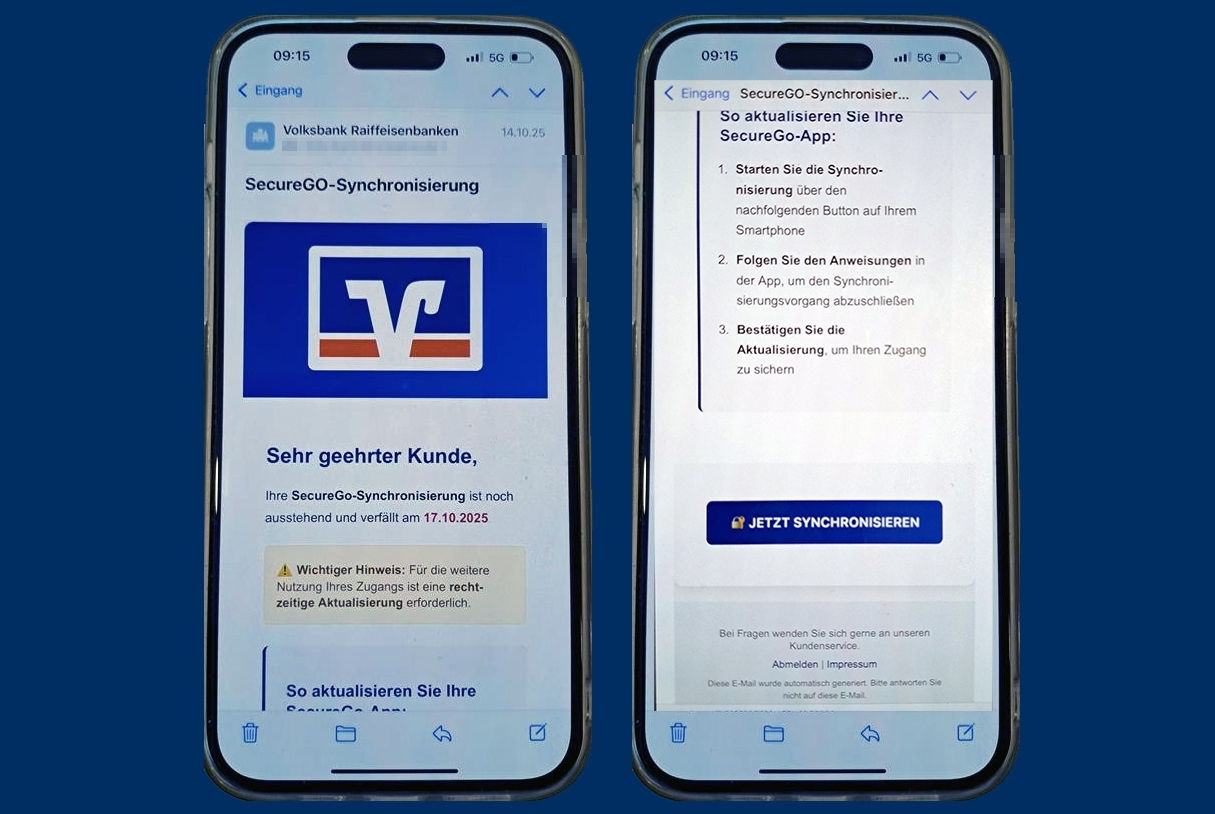 Beispiel einer gefälschten E-Mail