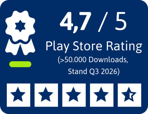 Google Play Store Rating 4,7 Sterne