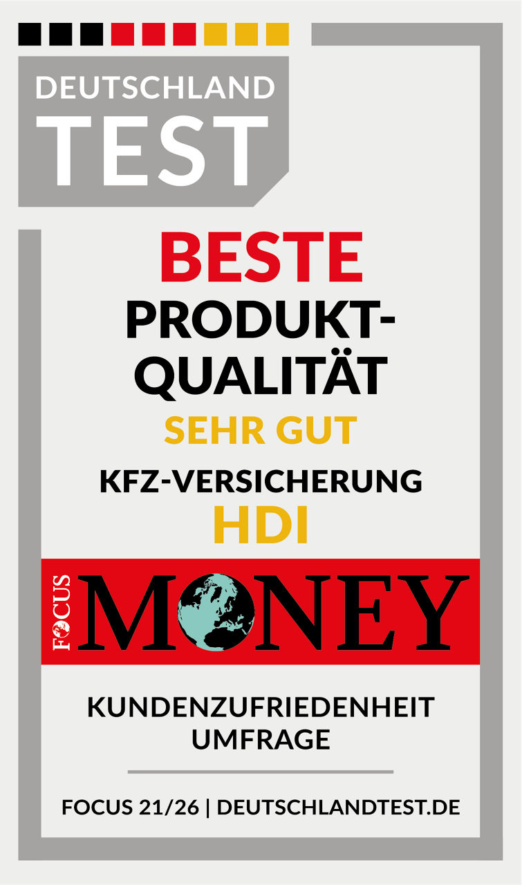 Siegel Focus Money für Beste Produktqualität KFZ-Versicherung HDI