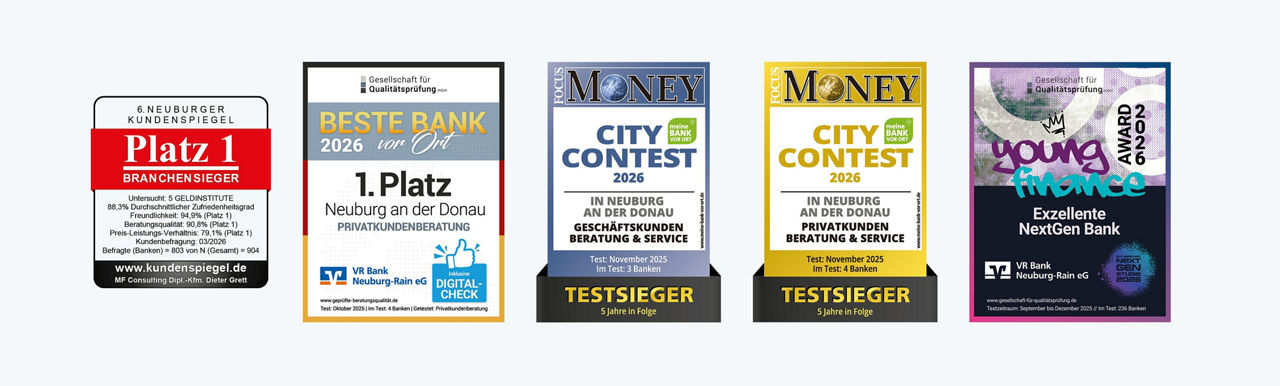 Auszeichnungen der VR Bank Neuburg-Rain eG