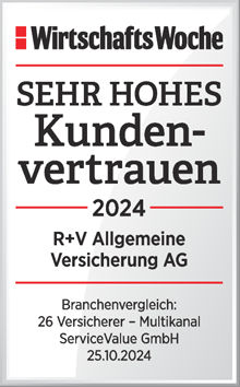 Siegel der Wirtschaftswoche: Kundinnen und Kunden vertrauen der R+V