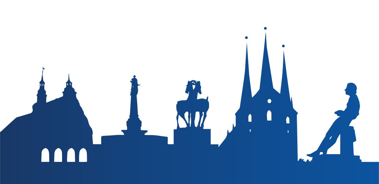 Silhouette mit Wahrzeichen aus der Region in der Mitte Thüringens