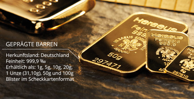 geprägte Goldbarren