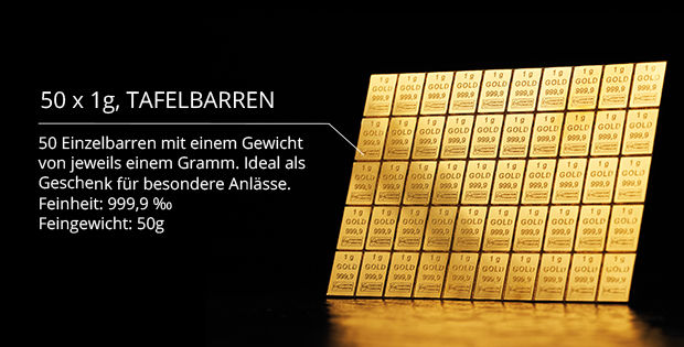 50x 1g, Tafelbarren Gold
