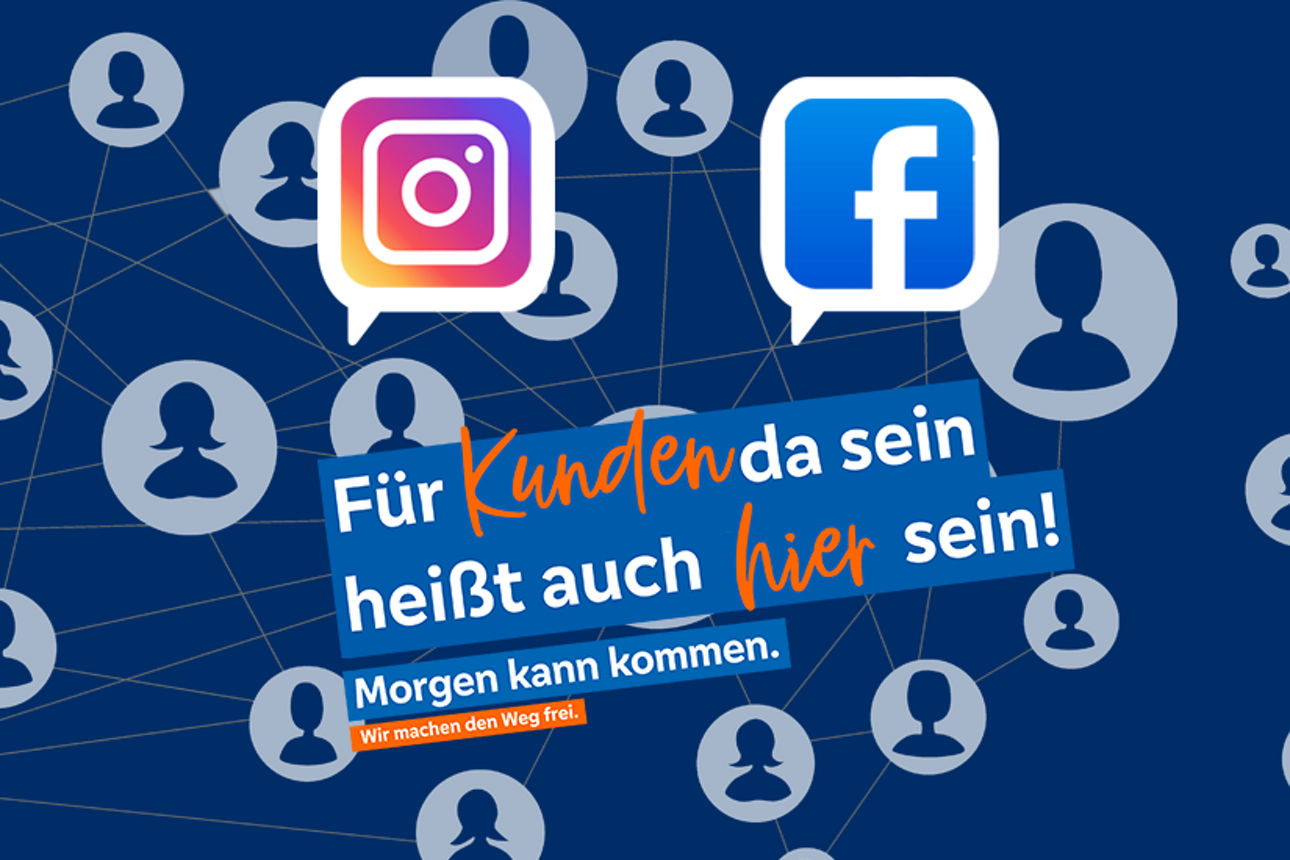 Blaues Bild mit Kopfsymbolen