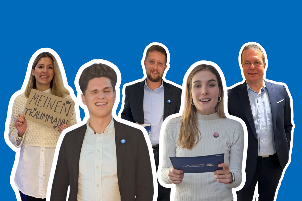 Gruppenfoto Bank-Team Social Media