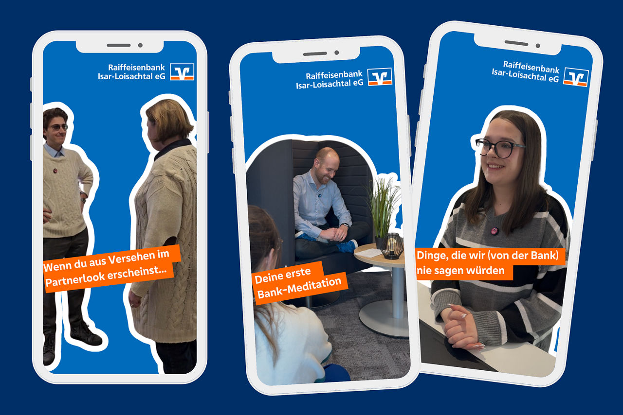 SocialMedia - 3 Smartphones mit witzigen Tiktok Szenen