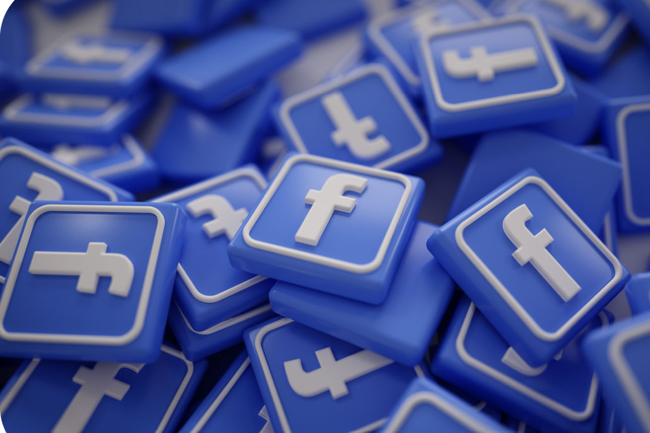 Social-Media-Logo Facebook gestapelt in 3D