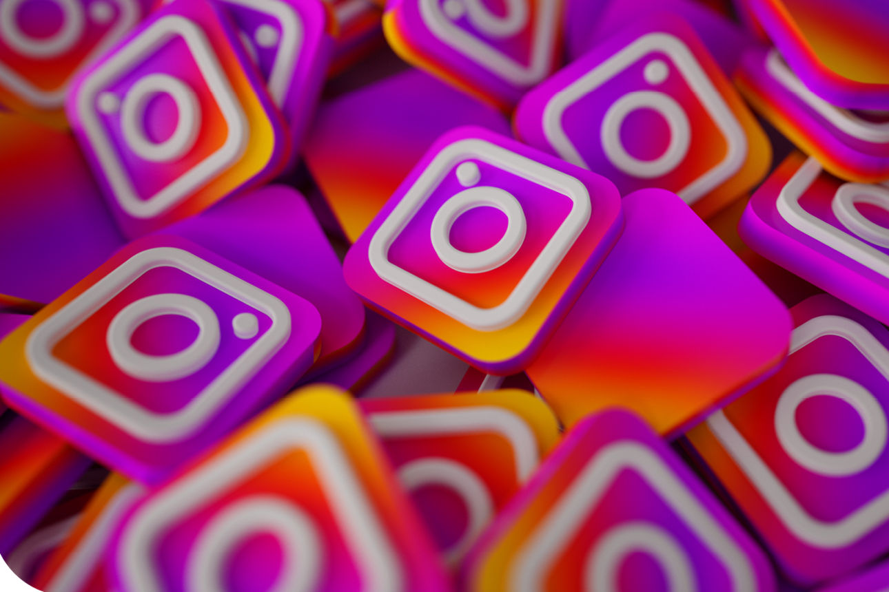Social-Media-Logo Instagram gestapelt in 3D