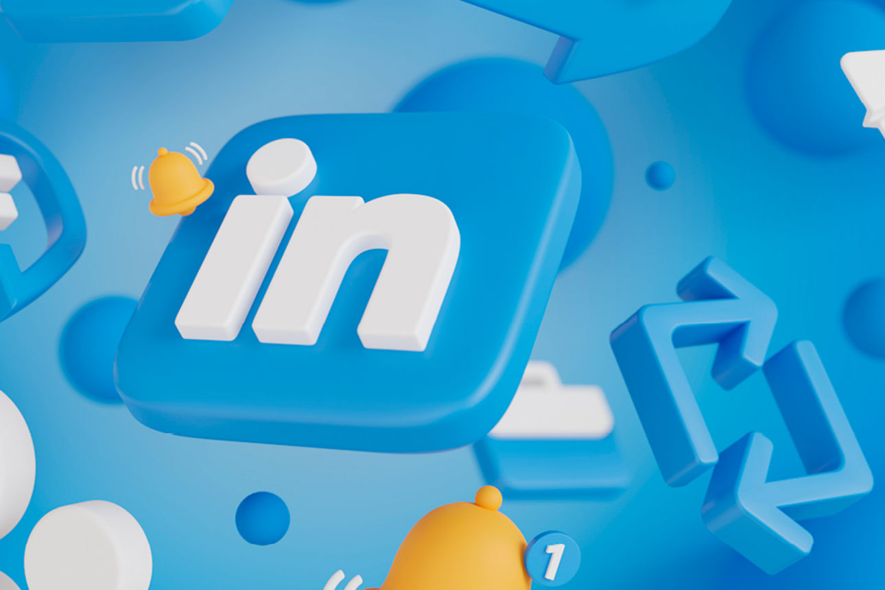 Social-Media-Logo LinkedIn gestapelt in 3D
