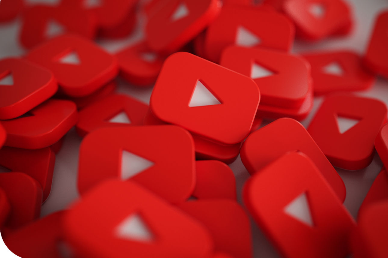 Social-Media-Logo YouTube gestapelt in 3D