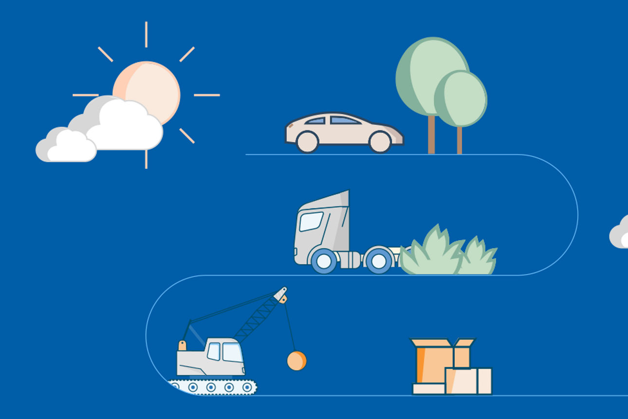 Blauer Hintergrund mit Illustrationen