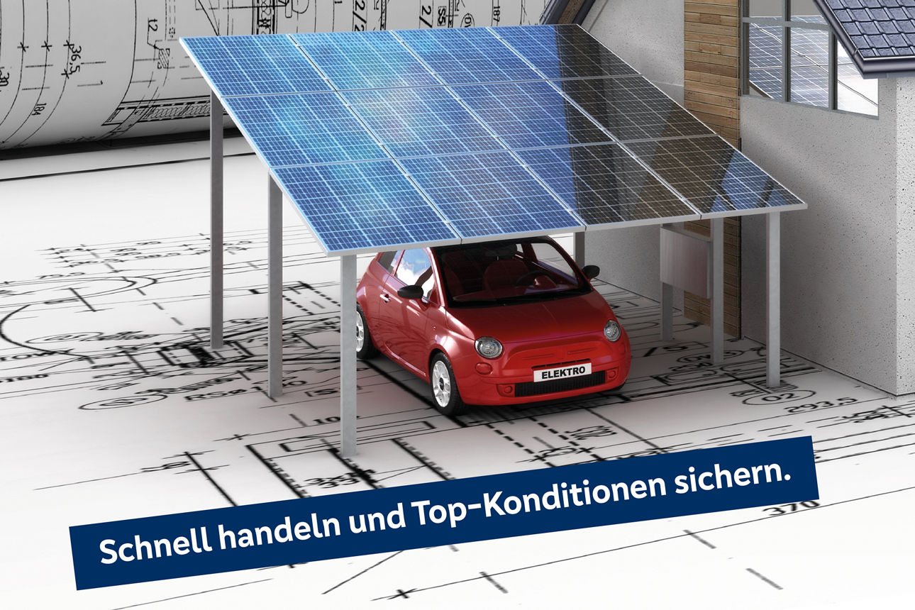 Haus auf Skizze mit Solar und Auto