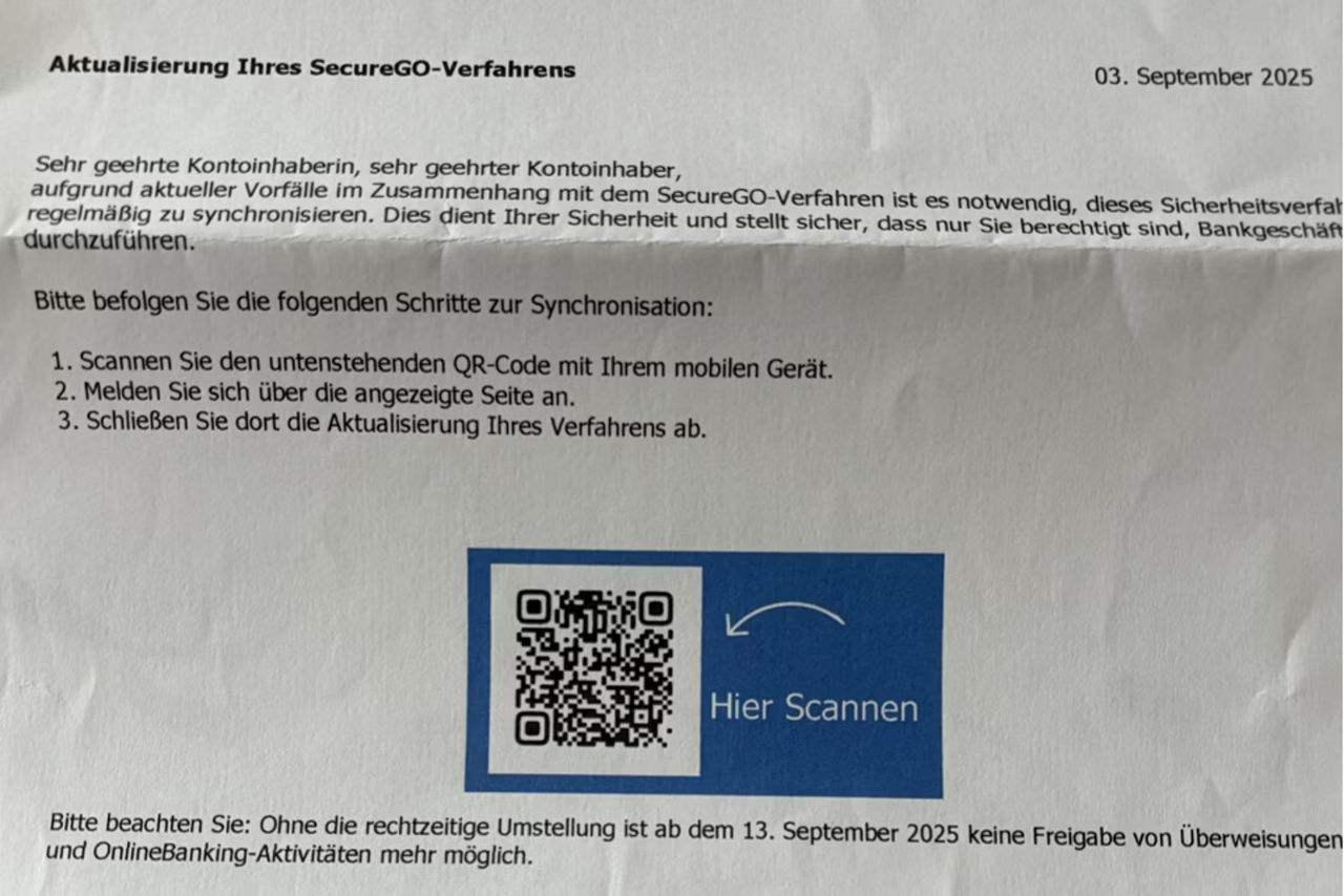 Beispiel eines gefälschten Briefes