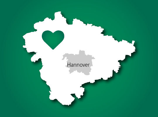 Geschäftsfeld der PSD Bank Hannover eG mit einem grünen Herz