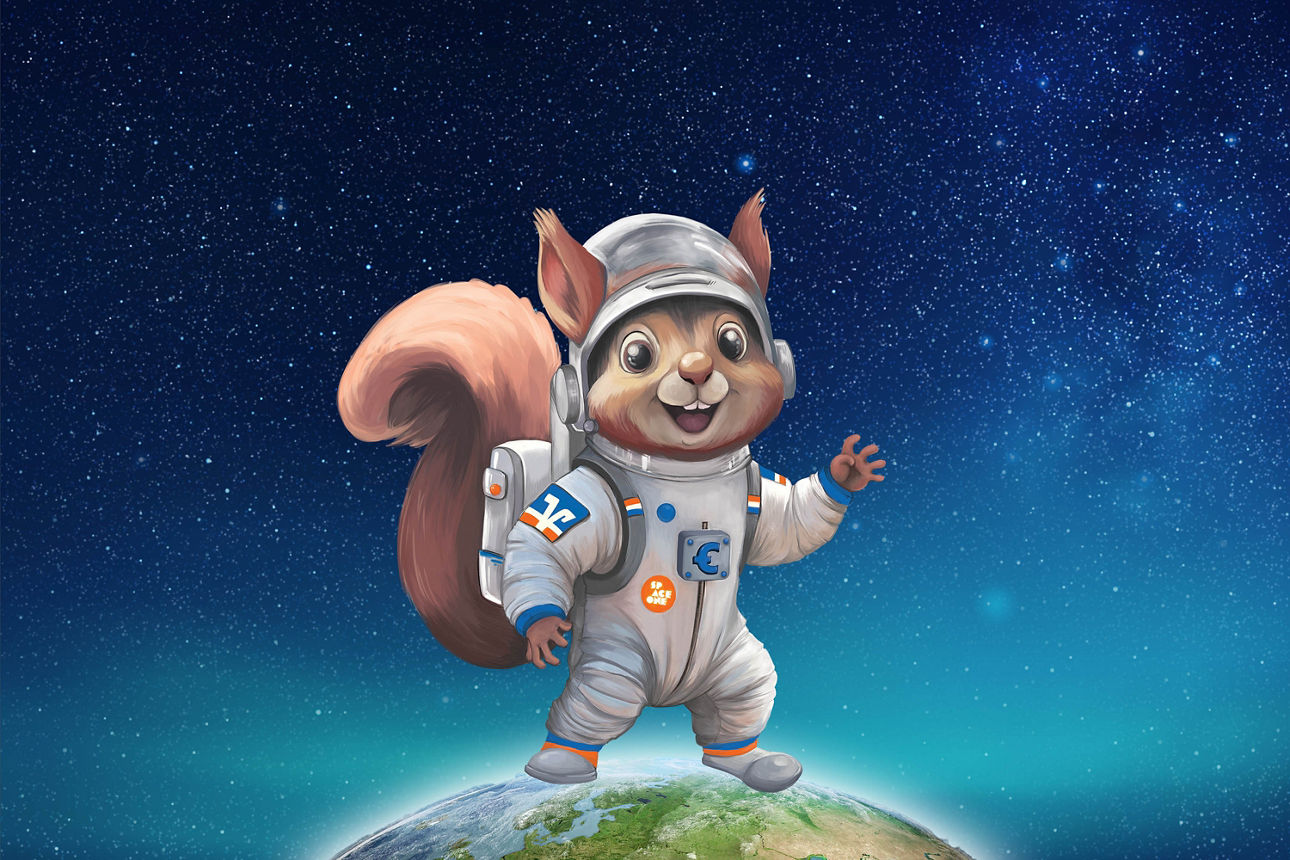 Unser Maskottchen Spacy im Weltall